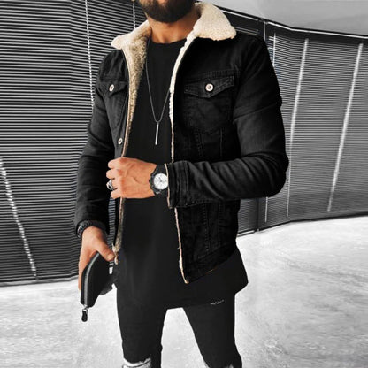 Avencea - Men's Denim Jacket with Fur