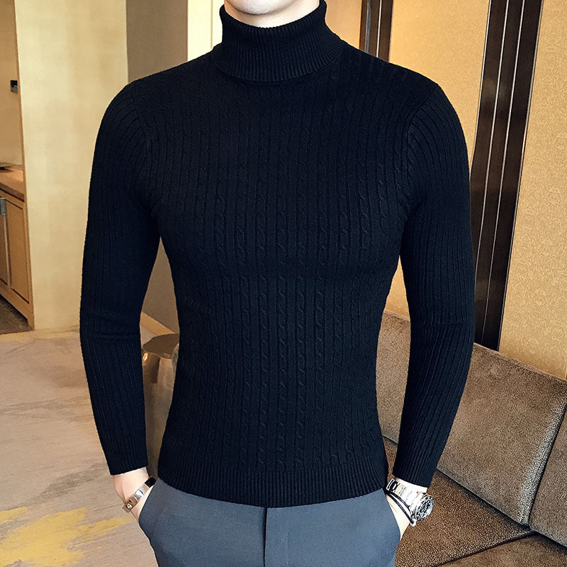 High-Neck Knit Sweater